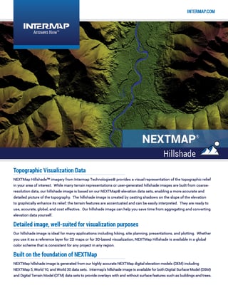 NEXTMap Hillshade Data Sheet