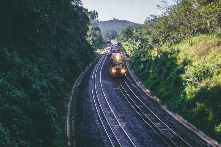 train on railway passing through